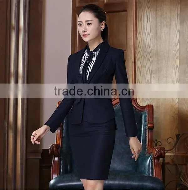 2 pieces blue plus size fashion business women formal suit