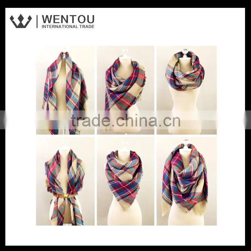 New Design Women's Cashmere Feel winter Plaid Scarf