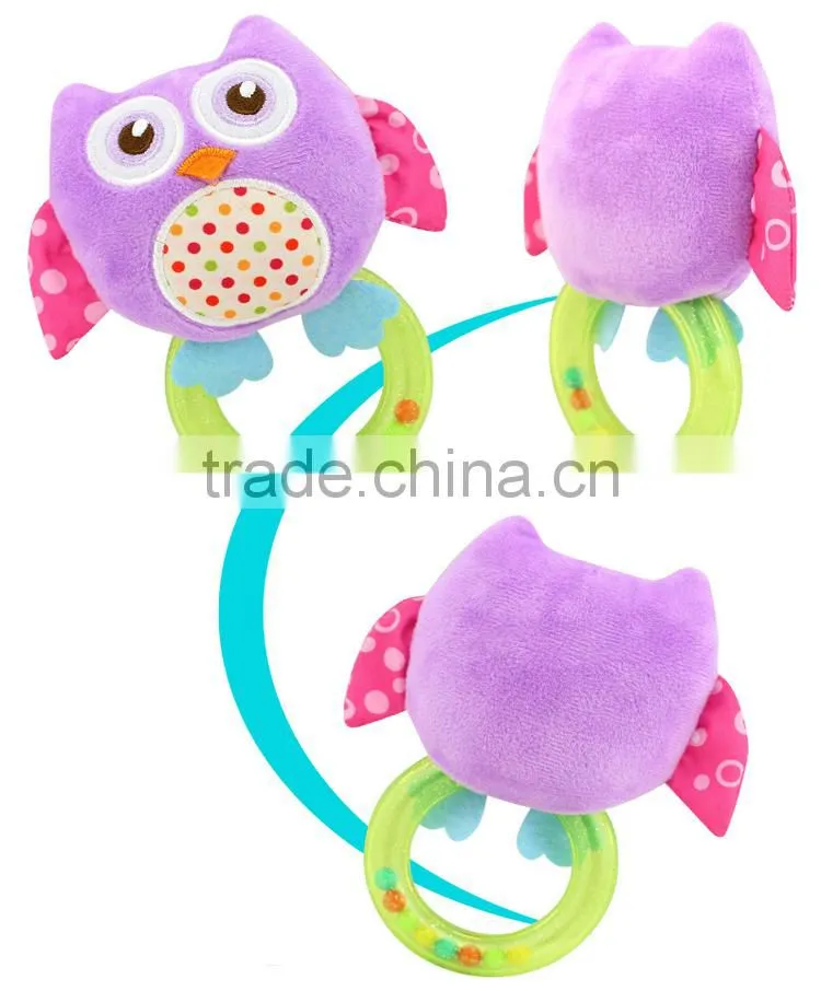 Colourful Circle Baby Plastic Ring Rattle Insert Teether Toy For Gift
