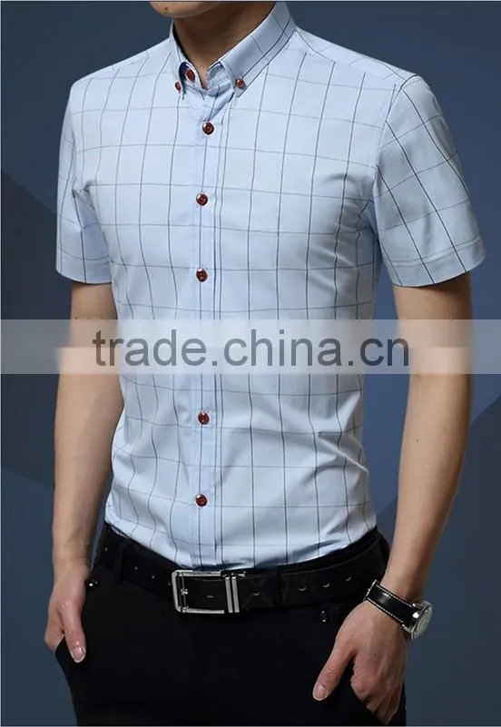 In the summer of 2016 the new men's short sleeve shirt, cultivate one's morality thin section checked shirt cotton business casu