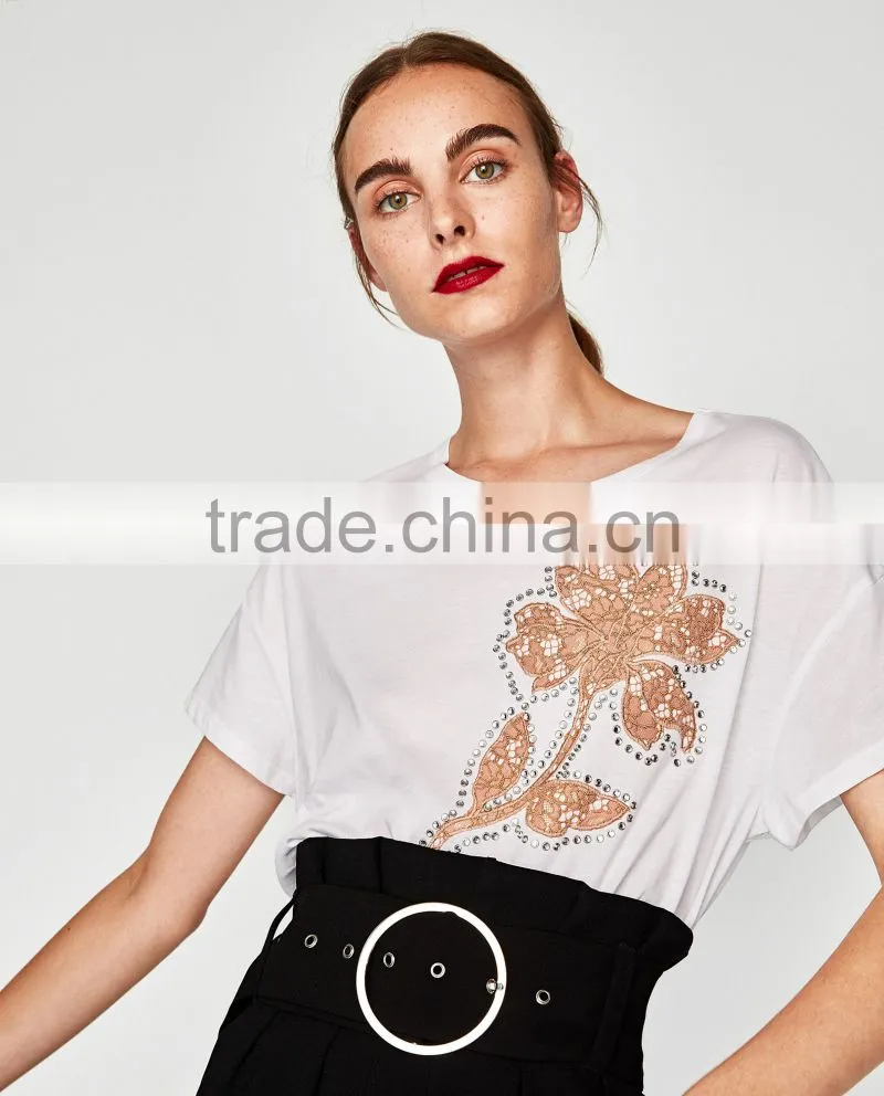 Guangzhou Shandao Factory OEM Customized New Design Hot Sale 160g 100% Cotton Short Sleeve O-Neck Girls Printed T Shirts