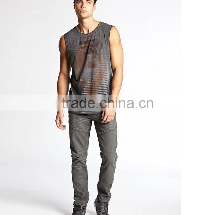 Guangzhou Latest Designed Casual Summer O-neck 160g 100% Cotton Cut-off Shirts Mens Muscle T Shirt Sleeveless