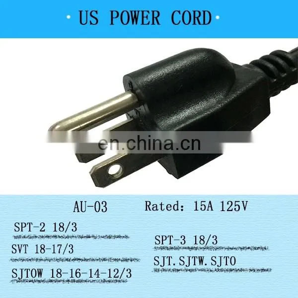Electric cable reel power cord,NEMA male plug IEC female plug ac cable power cord for hp laptop touch screen