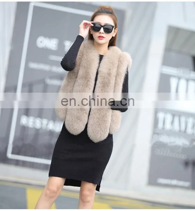 2014 Europe and America New Design Fox Fur Vest Fashion Women Fox Fur Vest