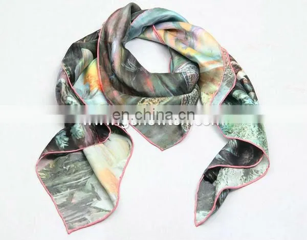 Ladies digital print silk scarf,custom bandana