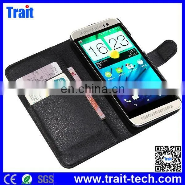 Cheap Wallet Style Magnetic Flip Stand PC PU Leather Case for HTC One (E8) Ace