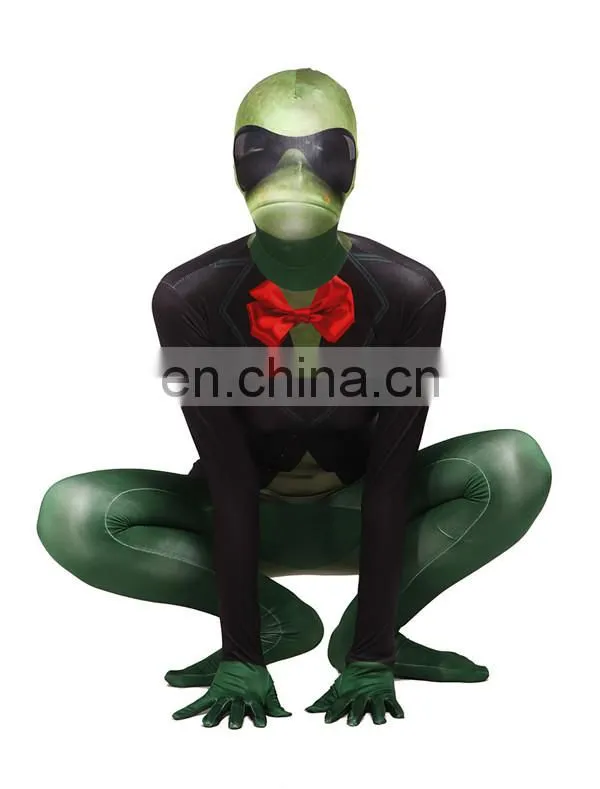Green Frog Full Body Spandex Lycra Catsuit Cosplay Party Dress Funny Costume