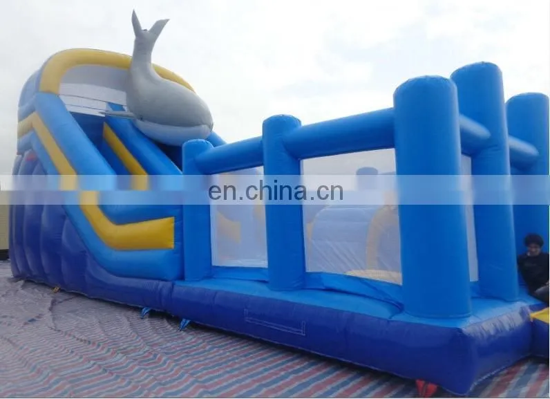 Commerical whale inflatable bouncer with slide