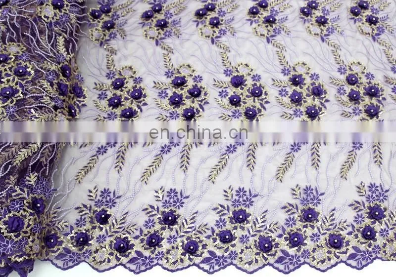 Textile China supplier fabric wedding african embroidery lace fabric handwork french lace fabric