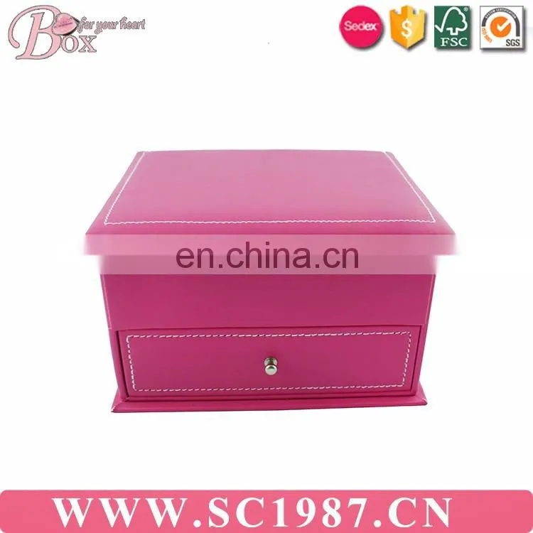Magic pink drawer jewelry box with miror