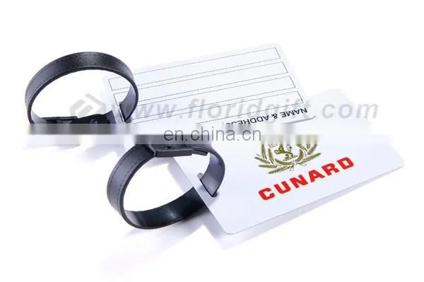 Customized printed blank pvc hangtag plastic luggage tag with loop