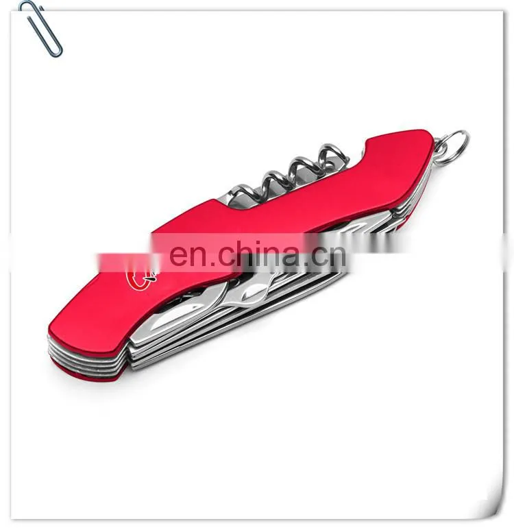 stainless steel multi tool knife with locking knife,can opener,screwdriver,scissors,needle,