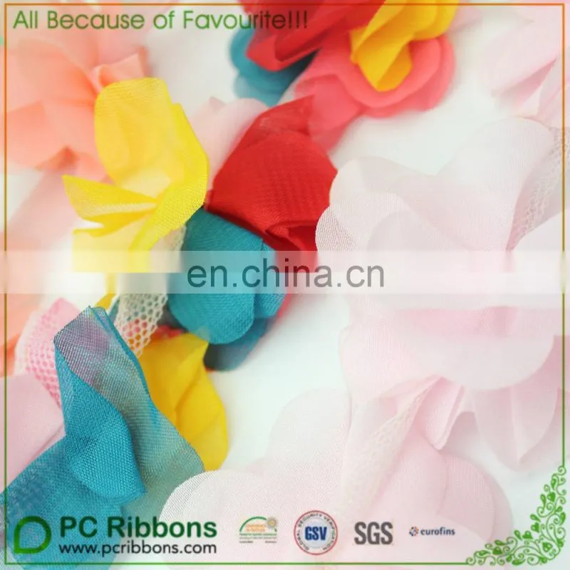 Handmade shabby chiffon lace flower solf ruffle flower trim