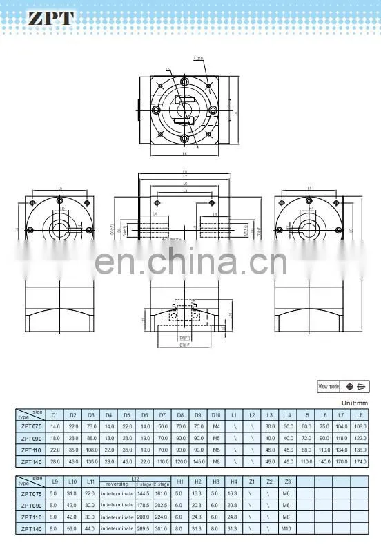ZPT140-16K High Quality Double Shaft Output Flange Type Planetary Gearbox 2 Speed Reducer