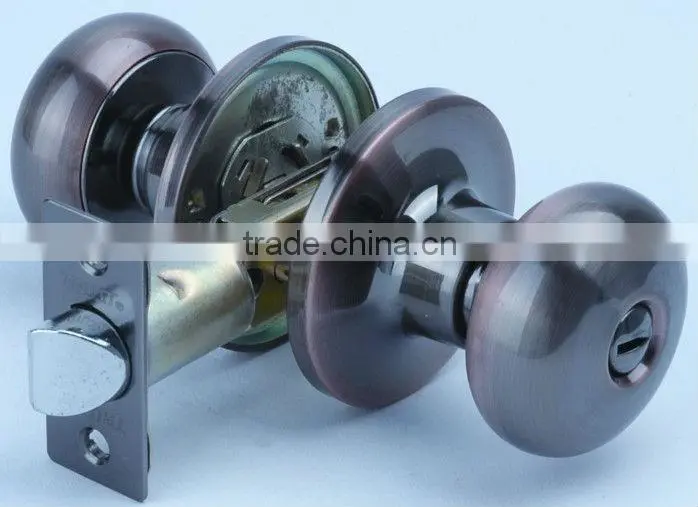 6351PB-ET:Trust ANSI Grade 3 Tubular Brass Knob lock with brass cylinder