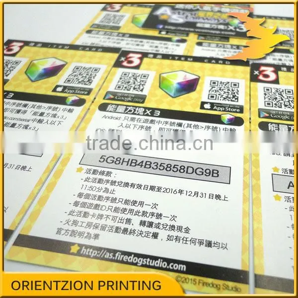 Custom Scratch Serial Numeber Cards.