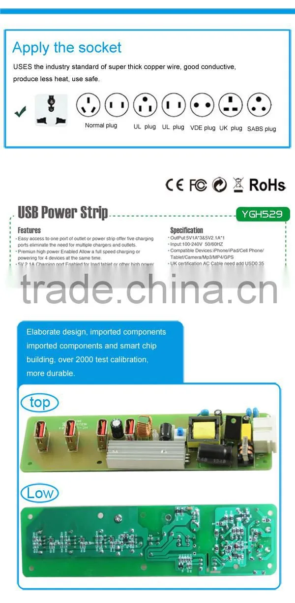 2015 New Design Universal Travel Adapter with Usb Charger UK/US/AU/EU