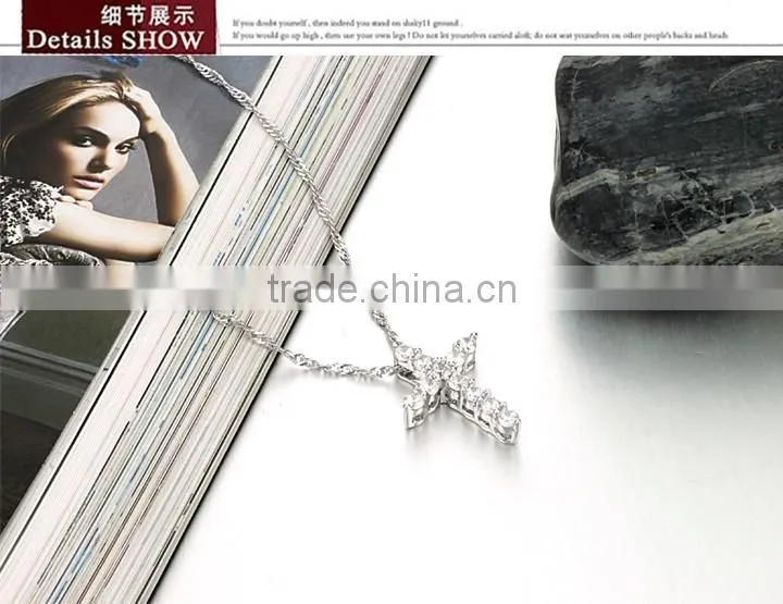 yiwu factory sell cheap 316l stainless sterling steel cross with crystal rhinestone charms pendant allergy free