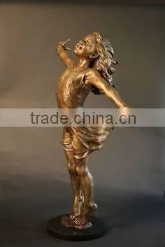 Happy dancing girl bronze statue