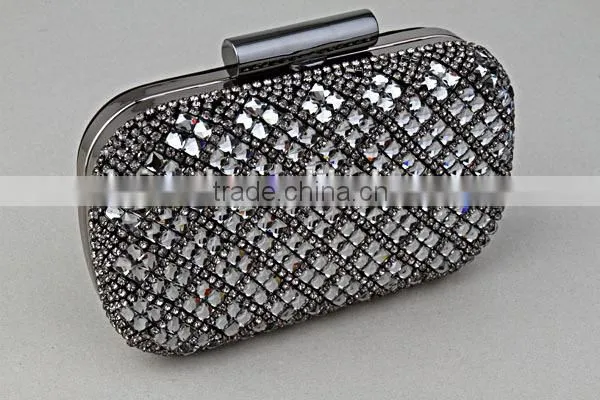 Fashion mesh crystal ball elegant clutch evening handbag for party