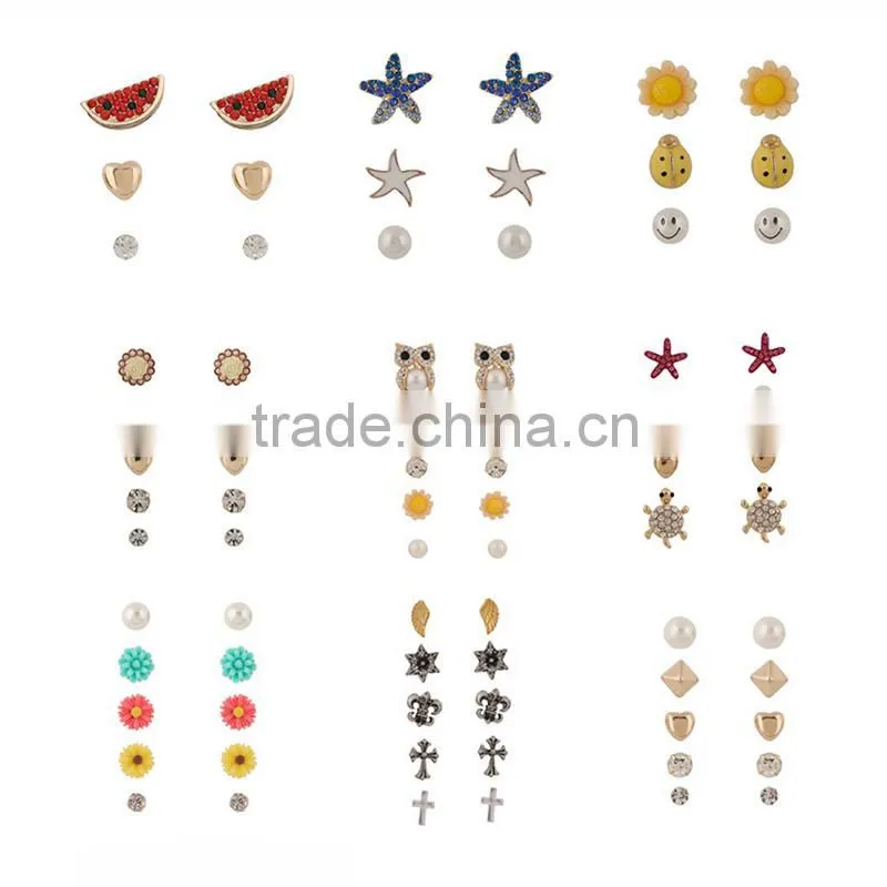 Fashion White Marble Stone Simple Gold Earring Designs for Women