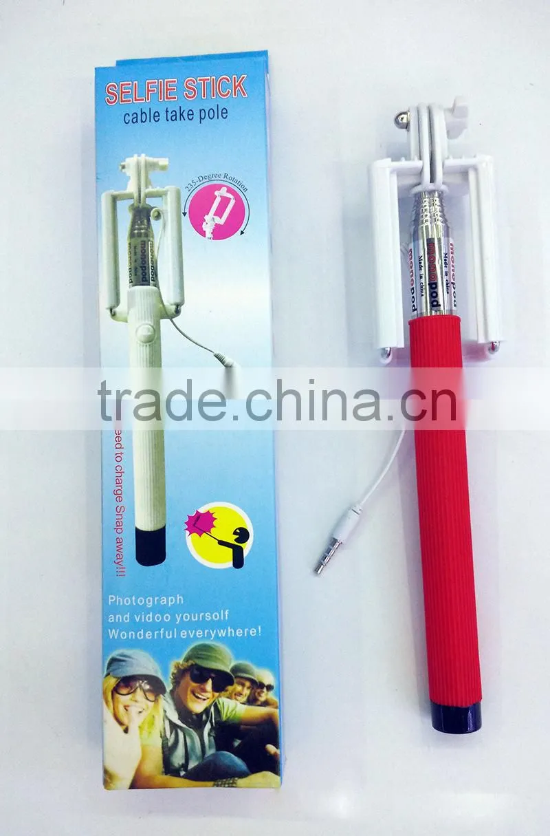 Self-pole,wired control selfie stick for mobile phone ,Since the shaft