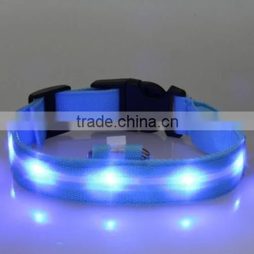 NEW Dog Personalized LED Light Nylon Pet Flashing Glow Nylon Collar Blue