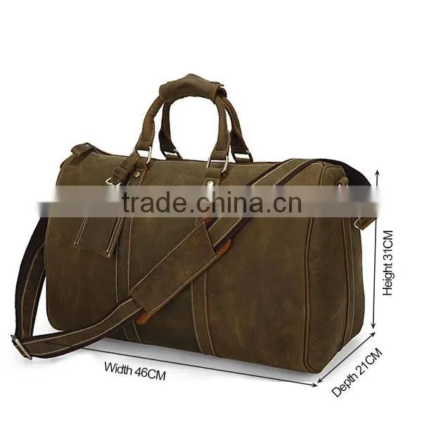 2014 Fashion vintage style travel shoulder bag genuine leather travel bag fit for 17'' laptop