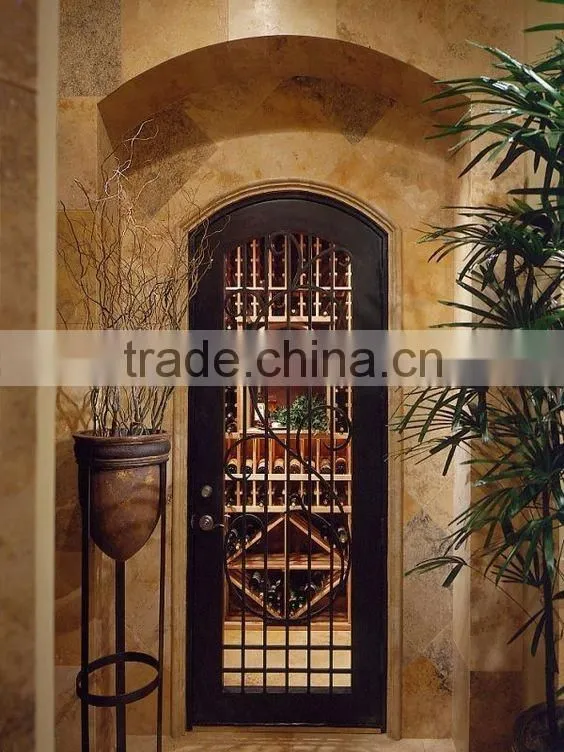 wrought iron cellar door with glass