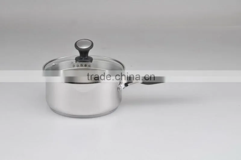 Pouring hole Lid 18/8 Stainless Steel Saucepan with Induction Bottom for Wholesale/Retailer