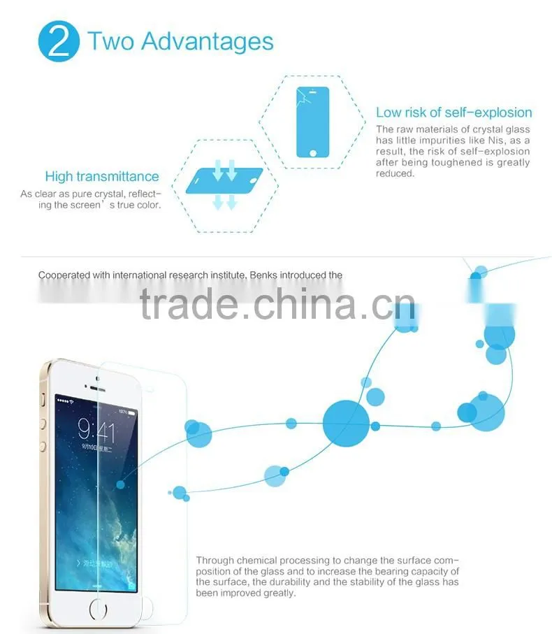Benks OKR+ 0.3mm Shockproof Protective Film For iPhone 5/5s Clear Anti-Explosion Tempered Glass Screen Protector TB-0199