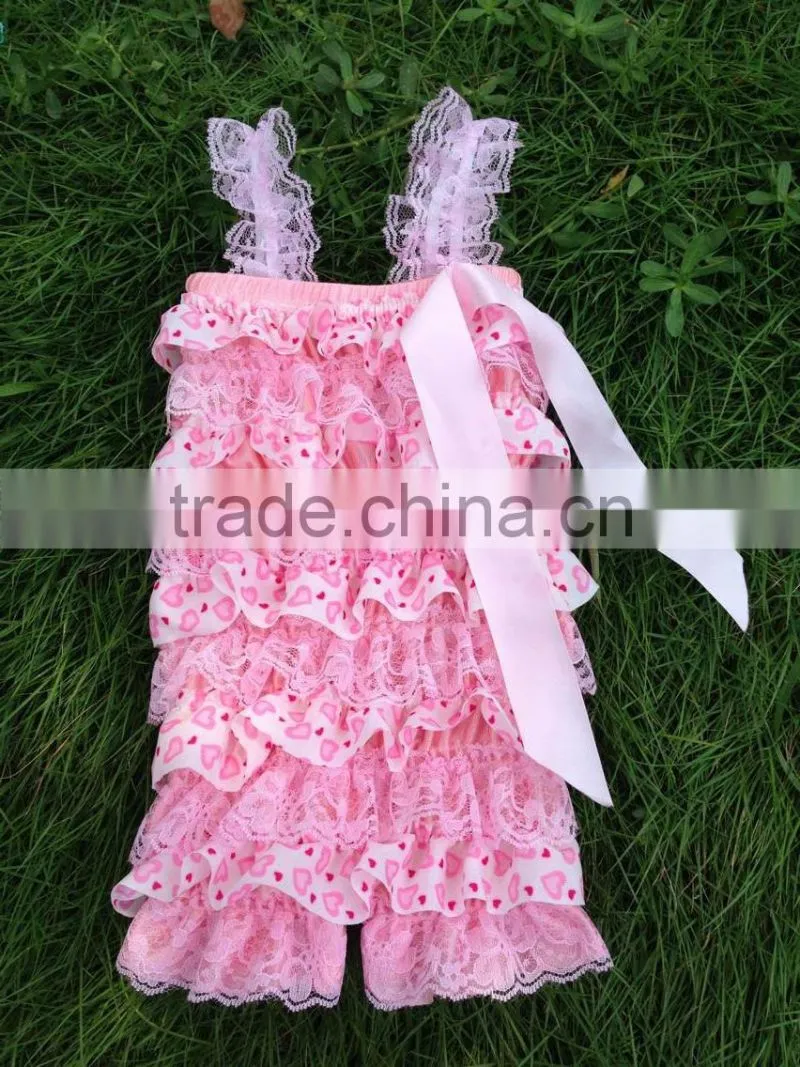 Wholesale posh lace romper girls petti lace romper ruffle lace romper