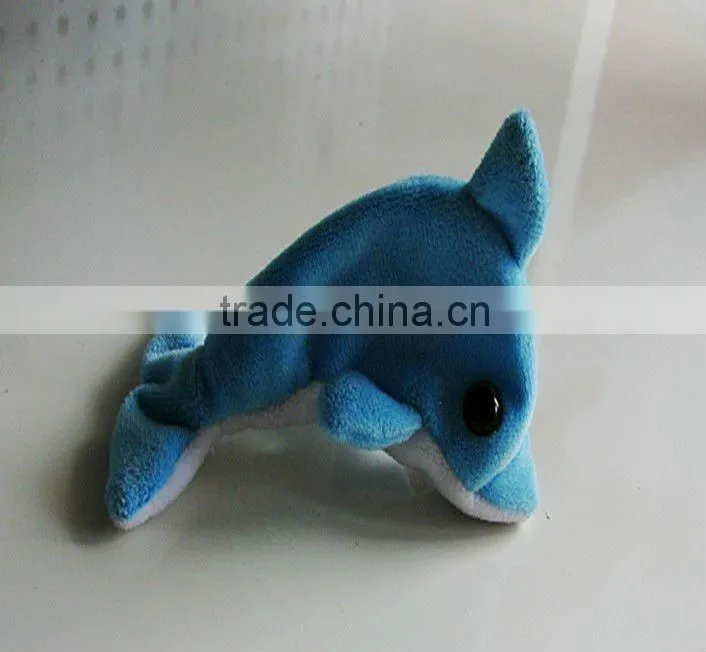 Lovely Grow expand in water plush toys,blue dolphin stuffed toy