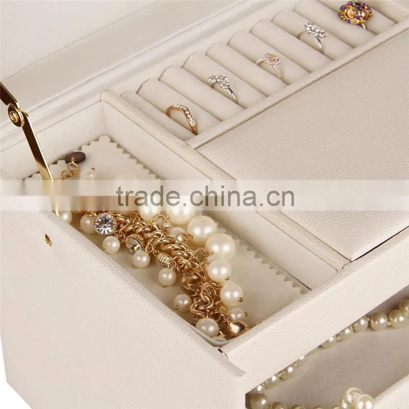luxury pu leather mdf lint inside handmade different grade accessories box saving wooden box jewelry box