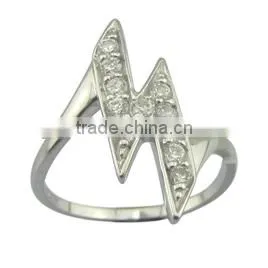 Guangzhou Panyu green zircon ring 925 sterling silver platinum plated jewelry