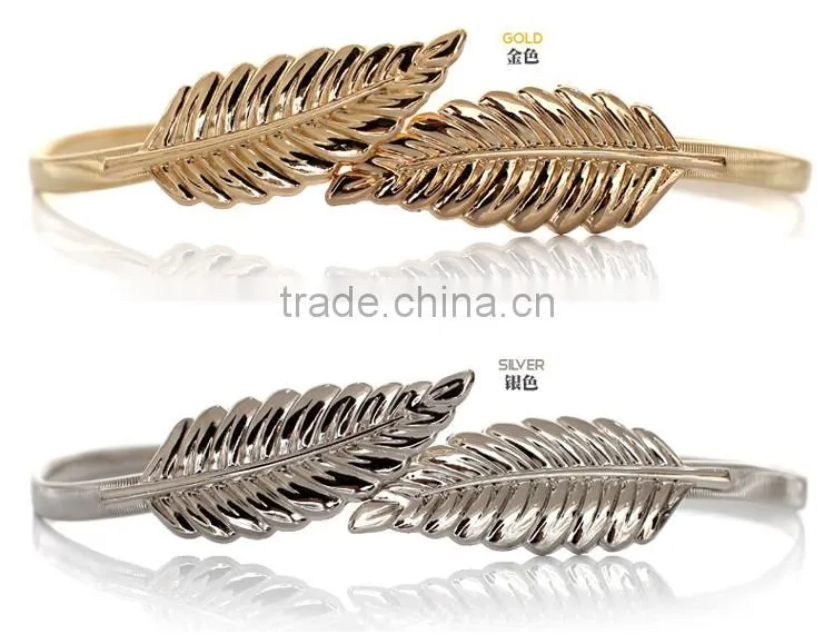 Skinny Elastic Personalized Luxury Women Metal Belts Bright Maple Leaf Chain Belt Decorative Iron Straps