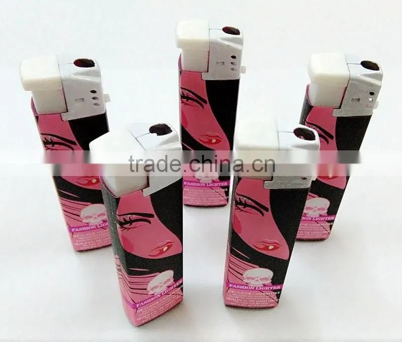 2016 New model pretty lady paper wrapped refillable lighter plastic for wholesale