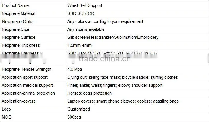 Safety belts waist protect HY-3821 with neoprene fabric