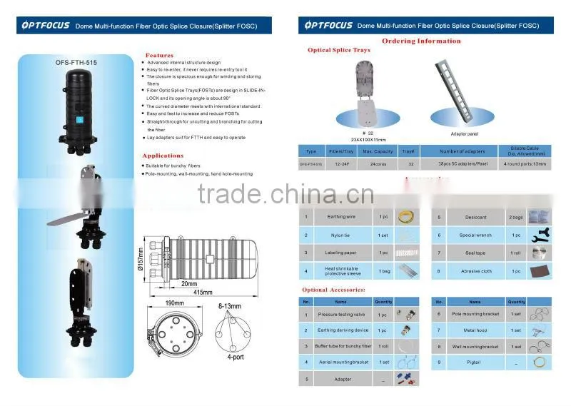 24 cores Dome Mechnical seal Optical divider connector box