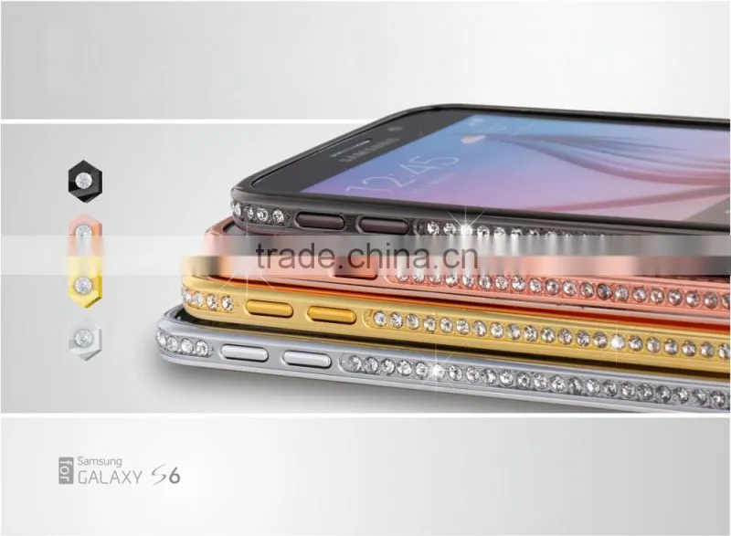 SHENGO High Quality Metal Crystal Phone Bumper Case for Samsung Galaxy S6