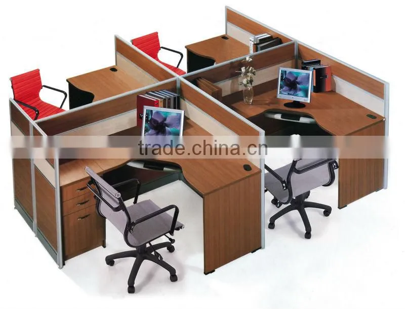 modern fashion design office aluminium melamine modular workstation glass partition with pedestal cabinet office cubicle