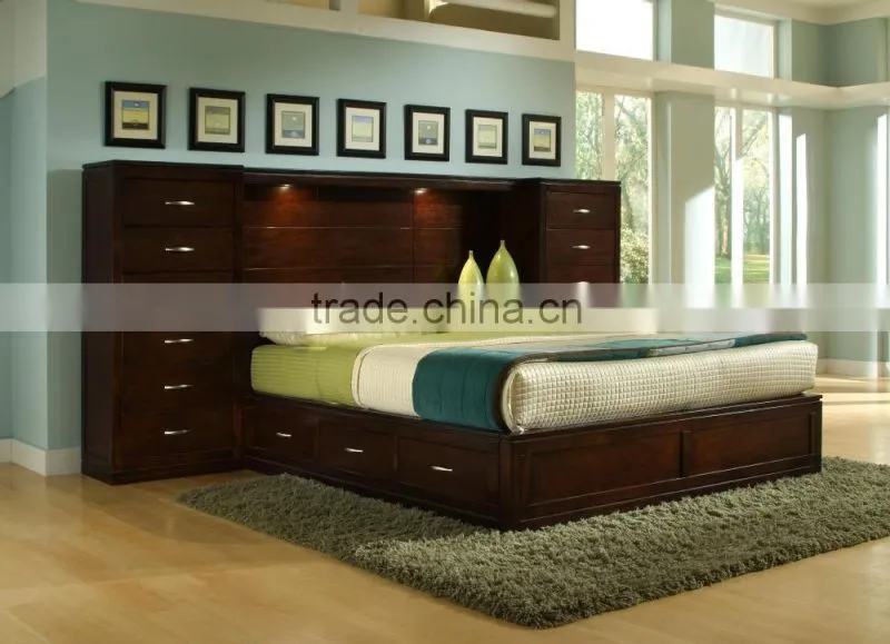 American country style Multi-functional storage bed / wooden bookshelf bed AS-B34