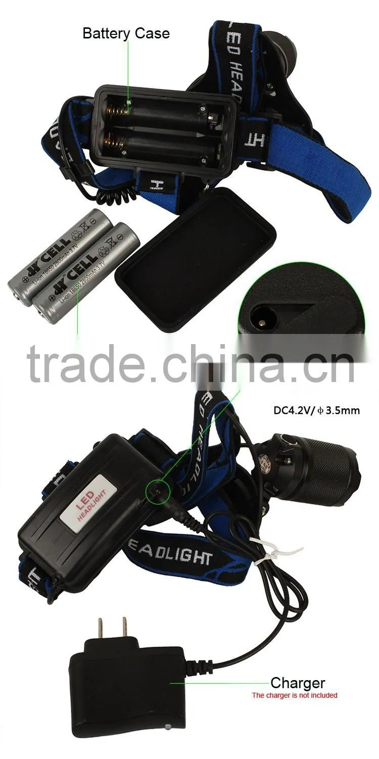 Passerby GD82 outdoor easy take zoom aluminum 18650 rechargeable R2 LED head lamp for hunting