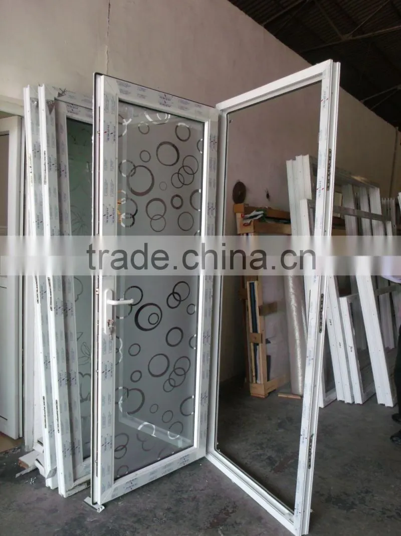 upvc frame frosted glass bathroom door design