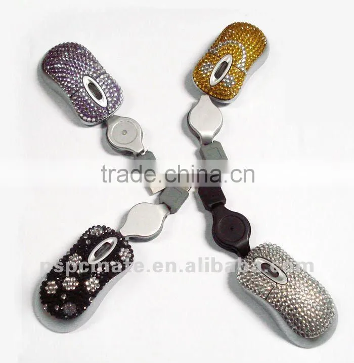 mini usb wired diamond /crystal mouse