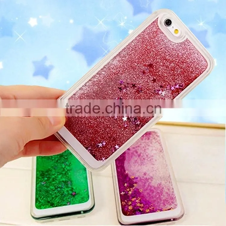 Glitter Bling Stars Liquid Novelty Colourful Tpu Phone Case For apple iphone 6 6s plus