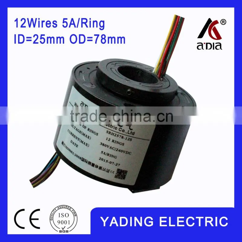 SRH 2578-12SThrough bore slip ring ID25mm. OD78mm.12Wires, 5A x12wires 5Ax 36 wires