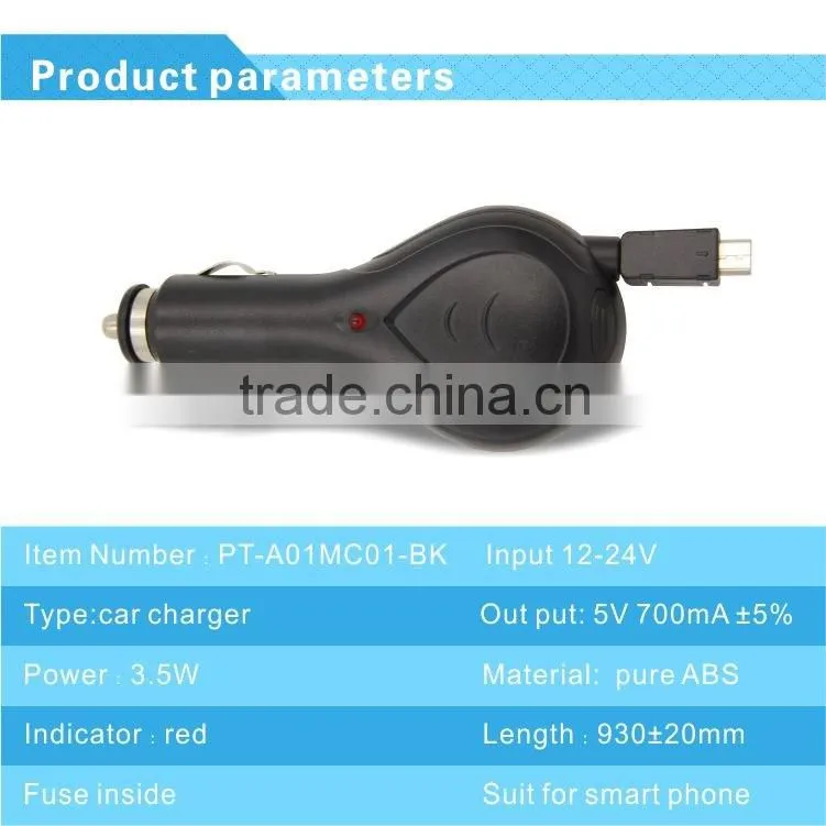 Bargain price new design usb car charger with a built in micro usb cable for Android in car