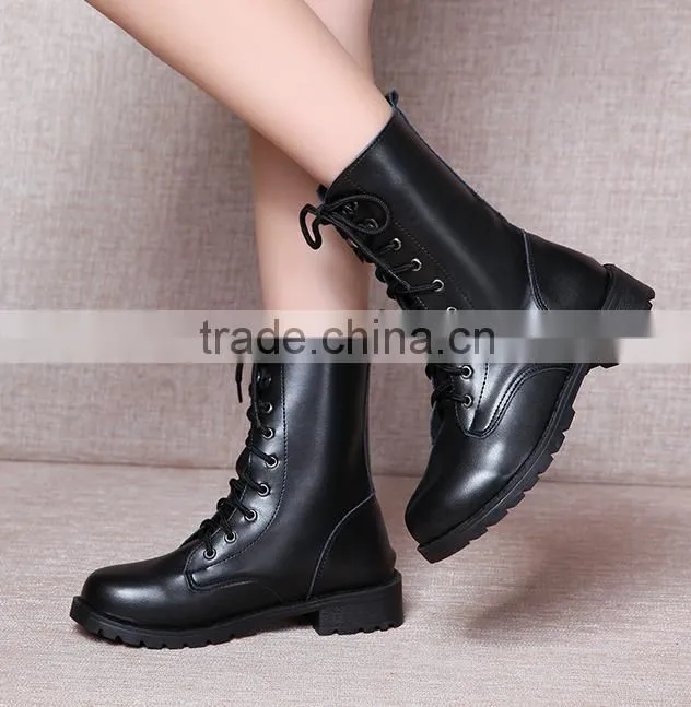 2016 Martin boots,hot selling ladies fashion flat boots,high quality PU leather women shoes