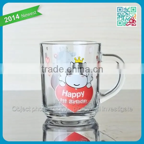 Cartoon Cow Logo Glass Milk Mug Kids Favor Drinking Milk Glasses Promotional Kids Milk Mug